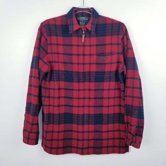 Ralph Lauren 100% Lambswool Plaid Zip Blazer size Small - Picture 1 of 9